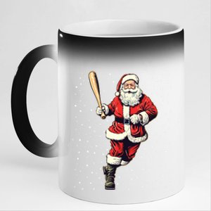 Santa Claus With Baseball Bat Christmas Snow Cool Gift 11oz Black Color Changing Mug