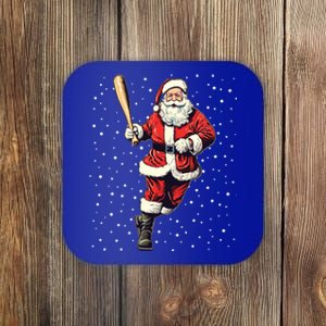 Santa Claus With Baseball Bat Christmas Snow Cool Gift Coaster