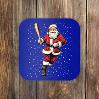 Santa Claus With Baseball Bat Christmas Snow Cool Gift Coaster