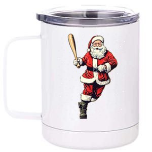 Santa Claus With Baseball Bat Christmas Snow Cool Gift 12 oz Stainless Steel Tumbler Cup