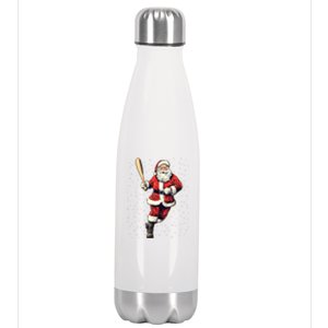 Santa Claus With Baseball Bat Christmas Snow Cool Gift Stainless Steel Insulated Water Bottle