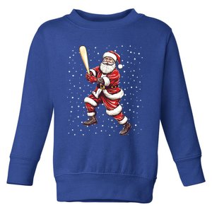 Santa Claus With Baseball Bat Xmas Snow Baseball Player Gift Toddler Sweatshirt