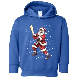 Santa Claus With Baseball Bat Xmas Snow Baseball Player Gift Toddler Hoodie