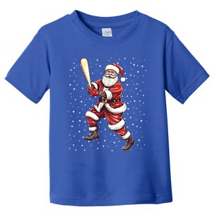 Santa Claus With Baseball Bat Xmas Snow Baseball Player Gift Toddler T-Shirt