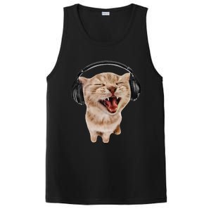 Silly Cat With Headphones PosiCharge Competitor Tank