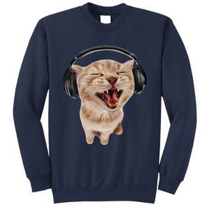 Silly Cat With Headphones Sweatshirt