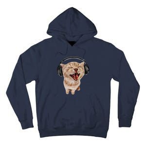 Silly Cat With Headphones Tall Hoodie