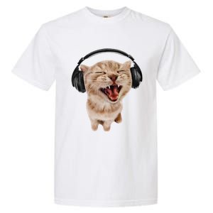 Silly Cat With Headphones Garment-Dyed Heavyweight T-Shirt