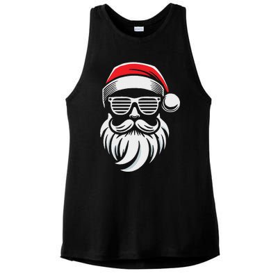 Santa Claus With Sunglasses And Beard For Christmas Family Ladies PosiCharge Tri-Blend Wicking Tank