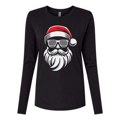 Santa Claus With Sunglasses And Beard For Christmas Family Womens Cotton Relaxed Long Sleeve T-Shirt