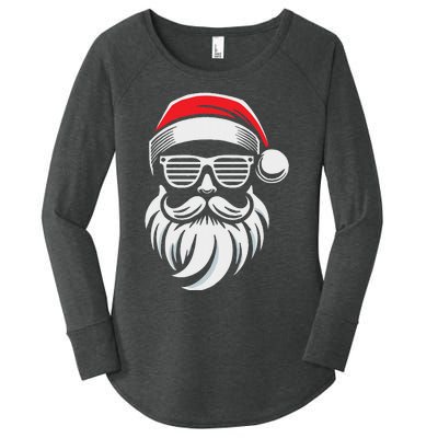 Santa Claus With Sunglasses And Beard For Christmas Family Women's Perfect Tri Tunic Long Sleeve Shirt