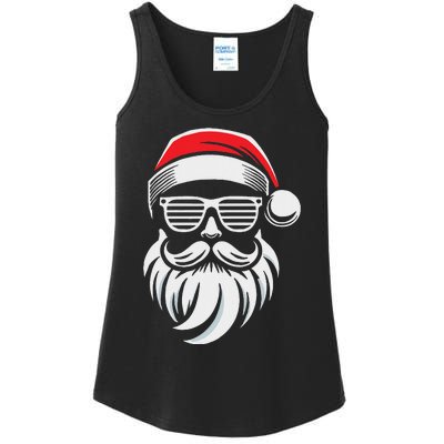 Santa Claus With Sunglasses And Beard For Christmas Family Ladies Essential Tank