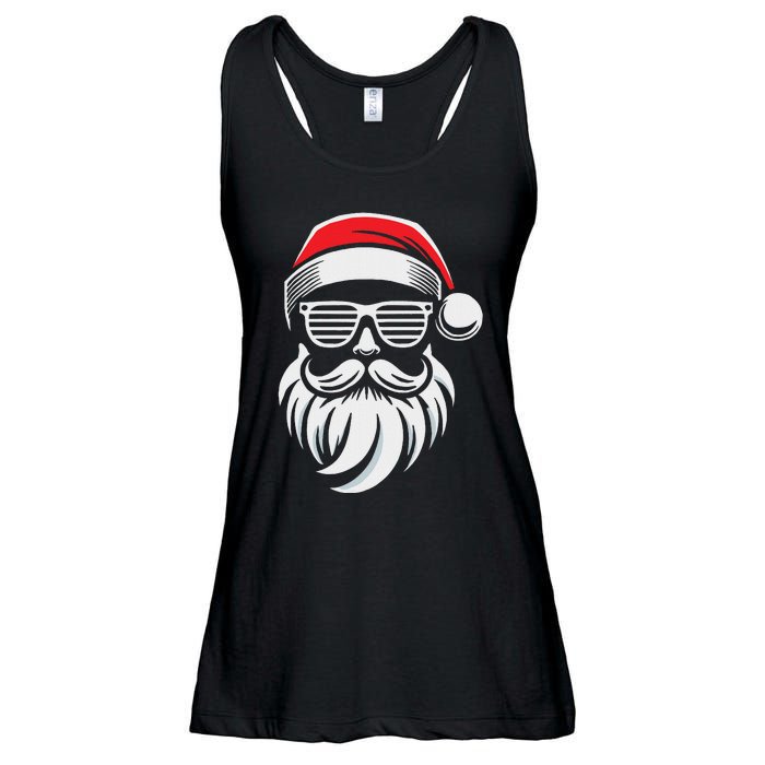 Santa Claus With Sunglasses And Beard For Christmas Family Ladies Essential Flowy Tank