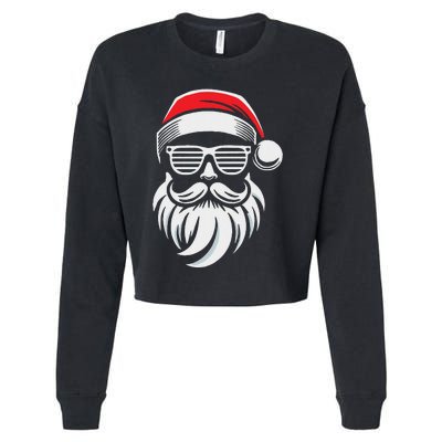 Santa Claus With Sunglasses And Beard For Christmas Family Cropped Pullover Crew