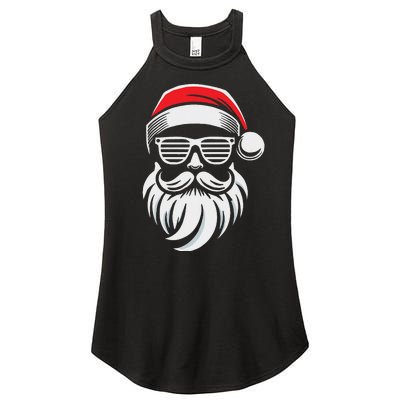 Santa Claus With Sunglasses And Beard For Christmas Family Women's Perfect Tri Rocker Tank