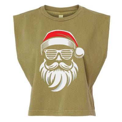 Santa Claus With Sunglasses And Beard For Christmas Family Garment-Dyed Women's Muscle Tee