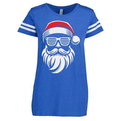 Santa Claus With Sunglasses And Beard For Christmas Family Enza Ladies Jersey Football T-Shirt