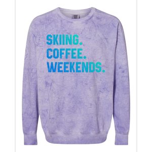 Skiing Coffee Weekends Funny Skiing Gift Ski Jumper Gift Colorblast Crewneck Sweatshirt