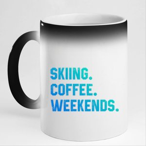 Skiing Coffee Weekends Funny Skiing Gift Ski Jumper Gift 11oz Black Color Changing Mug