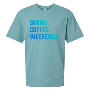 Skiing Coffee Weekends Funny Skiing Gift Ski Jumper Gift Sueded Cloud Jersey T-Shirt