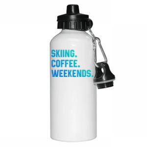 Skiing Coffee Weekends Funny Skiing Gift Ski Jumper Gift Aluminum Water Bottle