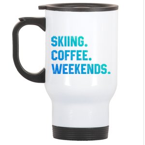 Skiing Coffee Weekends Funny Skiing Gift Ski Jumper Gift Stainless Steel Travel Mug