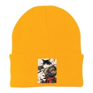 Samurai Cat Warrior Ukiyo Ink Artwork Cat Samurai Knit Cap Winter Beanie