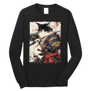 Samurai Cat Warrior Ukiyo Ink Artwork Cat Samurai Long Sleeve Shirt