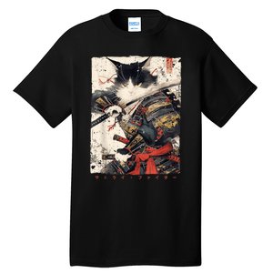 Samurai Cat Warrior Ukiyo Ink Artwork Cat Samurai Tall T-Shirt