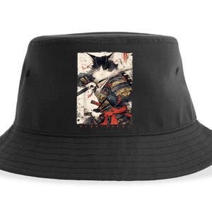 Samurai Cat Warrior Ukiyo Ink Artwork Cat Samurai Sustainable Bucket Hat