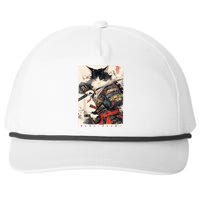 Samurai Cat Warrior Ukiyo Ink Artwork Cat Samurai Snapback Five-Panel Rope Hat