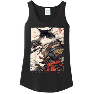 Samurai Cat Warrior Ukiyo Ink Artwork Cat Samurai Ladies Essential Tank