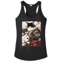 Samurai Cat Warrior Ukiyo Ink Artwork Cat Samurai Ladies PosiCharge Competitor Racerback Tank