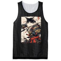 Samurai Cat Warrior Ukiyo Ink Artwork Cat Samurai Mesh Reversible Basketball Jersey Tank