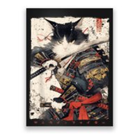 Samurai Cat Warrior Ukiyo Ink Artwork Cat Samurai Poster