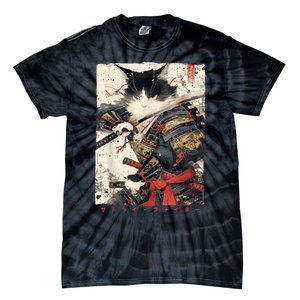 Samurai Cat Warrior Ukiyo Ink Artwork Cat Samurai Tie-Dye T-Shirt