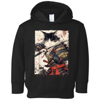 Samurai Cat Warrior Ukiyo Ink Artwork Cat Samurai Toddler Hoodie