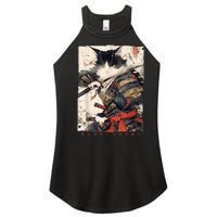 Samurai Cat Warrior Ukiyo Ink Artwork Cat Samurai Women's Perfect Tri Rocker Tank