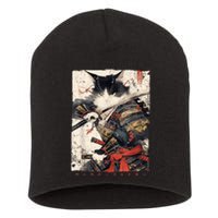 Samurai Cat Warrior Ukiyo Ink Artwork Cat Samurai Short Acrylic Beanie