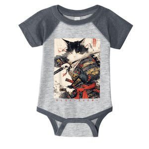 Samurai Cat Warrior Ukiyo Ink Artwork Cat Samurai Infant Baby Jersey Bodysuit