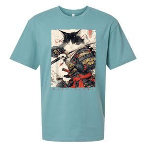 Samurai Cat Warrior Ukiyo Ink Artwork Cat Samurai Sueded Cloud Jersey T-Shirt