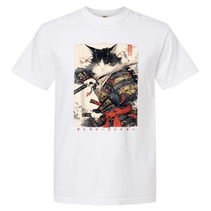 Samurai Cat Warrior Ukiyo Ink Artwork Cat Samurai Garment-Dyed Heavyweight T-Shirt