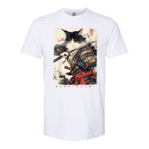 Samurai Cat Warrior Ukiyo Ink Artwork Cat Samurai Softstyle CVC T-Shirt