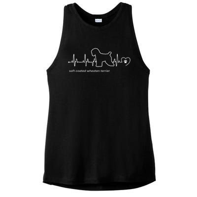 Soft Coated Wheaten Terrier Heartbeat Gift Ladies PosiCharge Tri-Blend Wicking Tank