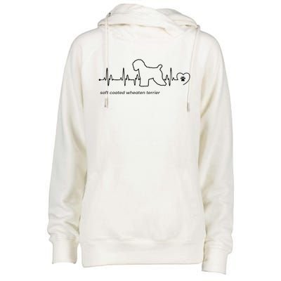 Soft Coated Wheaten Terrier Heartbeat Gift Womens Funnel Neck Pullover Hood