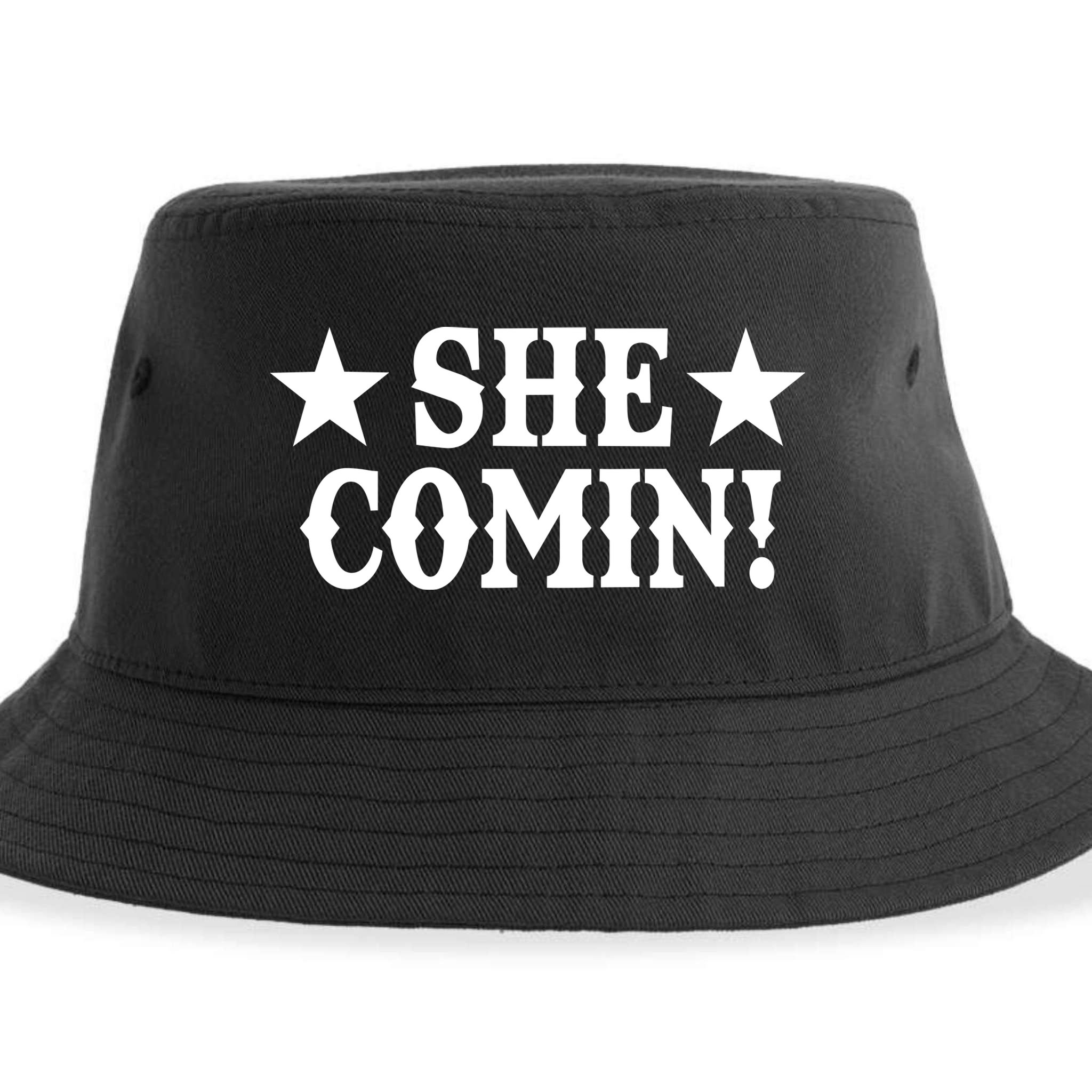 She Comin! Western Cowboy Cowgirl Sustainable Bucket Hat