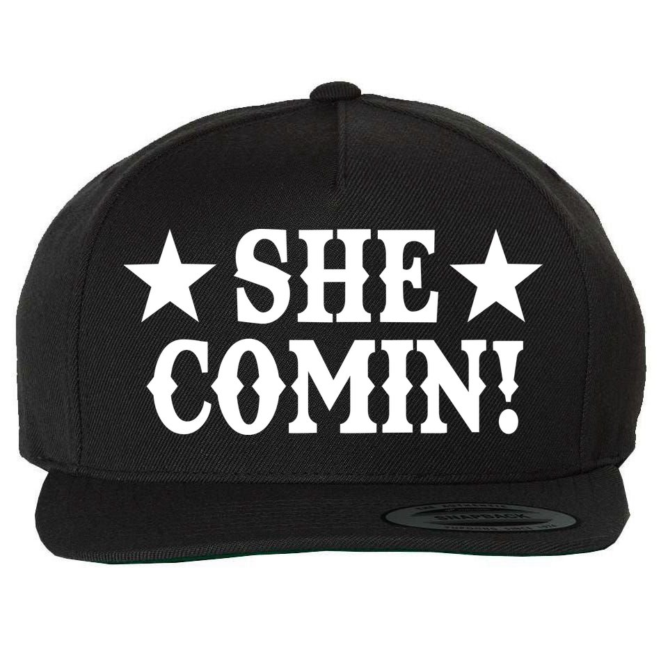 She Comin! Western Cowboy Cowgirl Wool Snapback Cap
