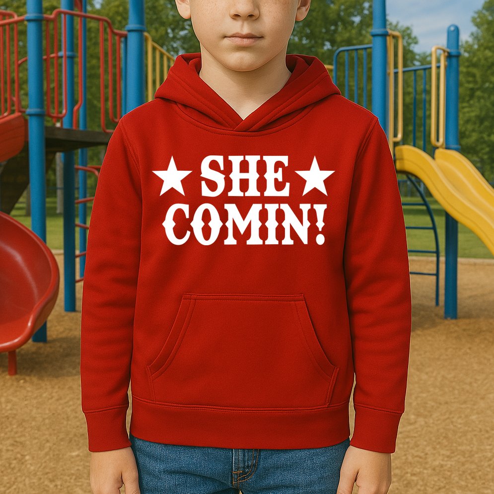 She Comin! Western Cowboy Cowgirl Kids Hoodie