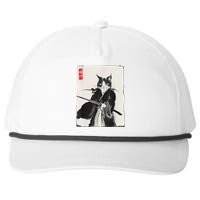 Samurai Cat Warrior Ink Art Funny Japanese Style Snapback Five-Panel Rope Hat