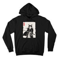 Samurai Cat Warrior Ink Art Funny Japanese Style Tall Hoodie